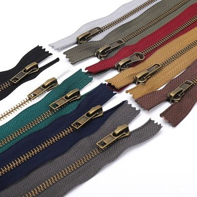 #5 Metal Zipper With Close End, Ant Brass Color For Clothes