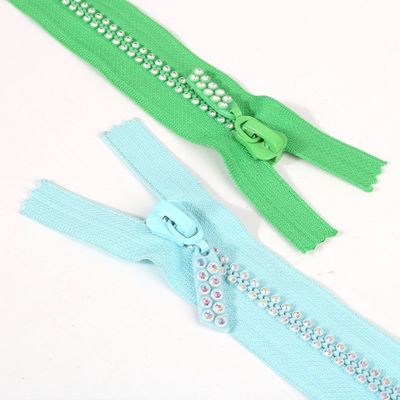 Green Double Row #3 #5 #8 #10 Diamond Zippers Teeth Run Smoothly