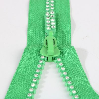 Green Double Row #3 #5 #8 #10 Diamond Zippers Teeth Run Smoothly