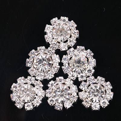 Bridal Metal Flower Shape Clear Color Crystal Button Luxury Shank Fancy Crystal Diamond Buttons For Clothes
