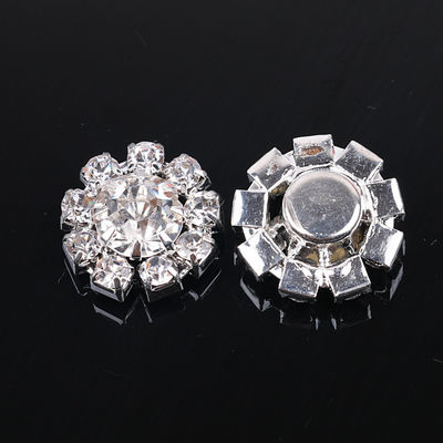 Bridal Metal Flower Shape Clear Color Crystal Button Luxury Shank Fancy Crystal Diamond Buttons For Clothes