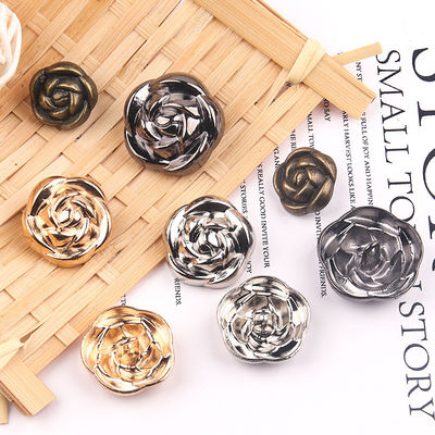 Rose shape  Brass Metal Fancy Logo Sewing Hook Buttons For Clothes Coat
